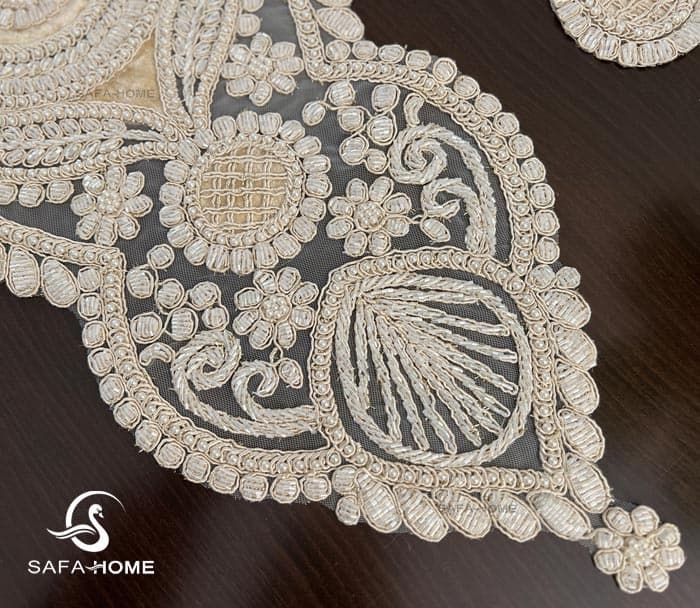 ست رومیزی قیطان 3 تکه طرح برگ مرواریدی — تصویر ۵