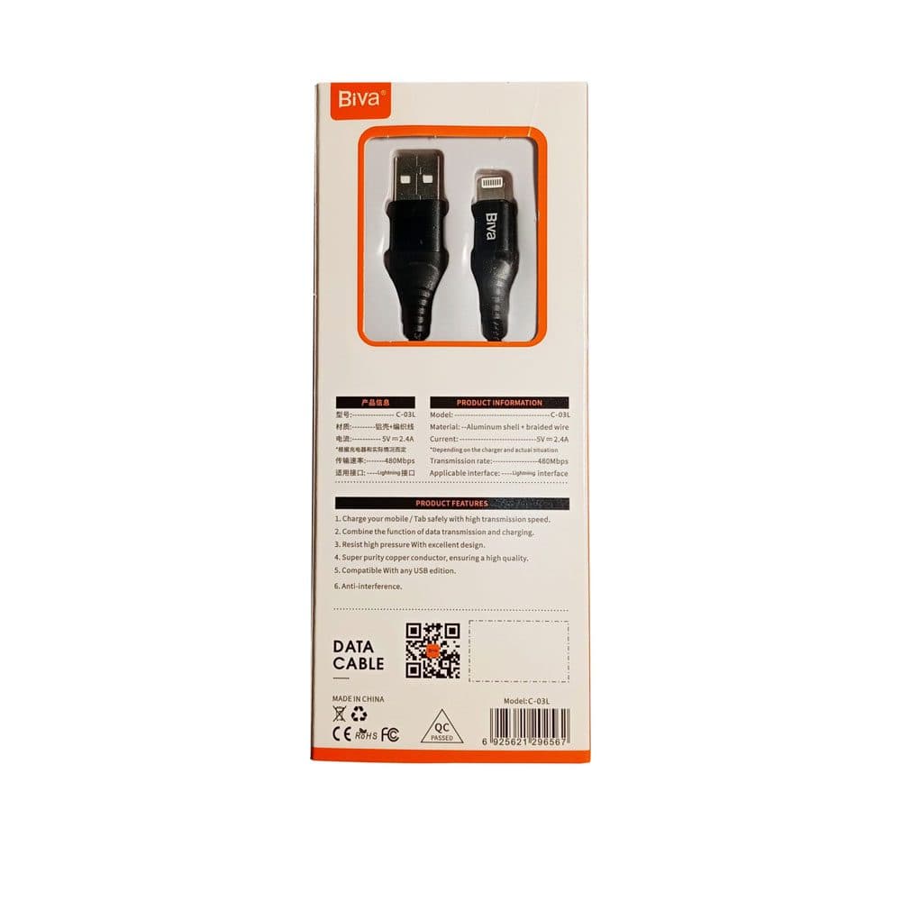 کابل لایتنینگ بیوا مدل C-03L طول 1.2 متر شدت جریان 2.4 آمپر — تصویر ۴