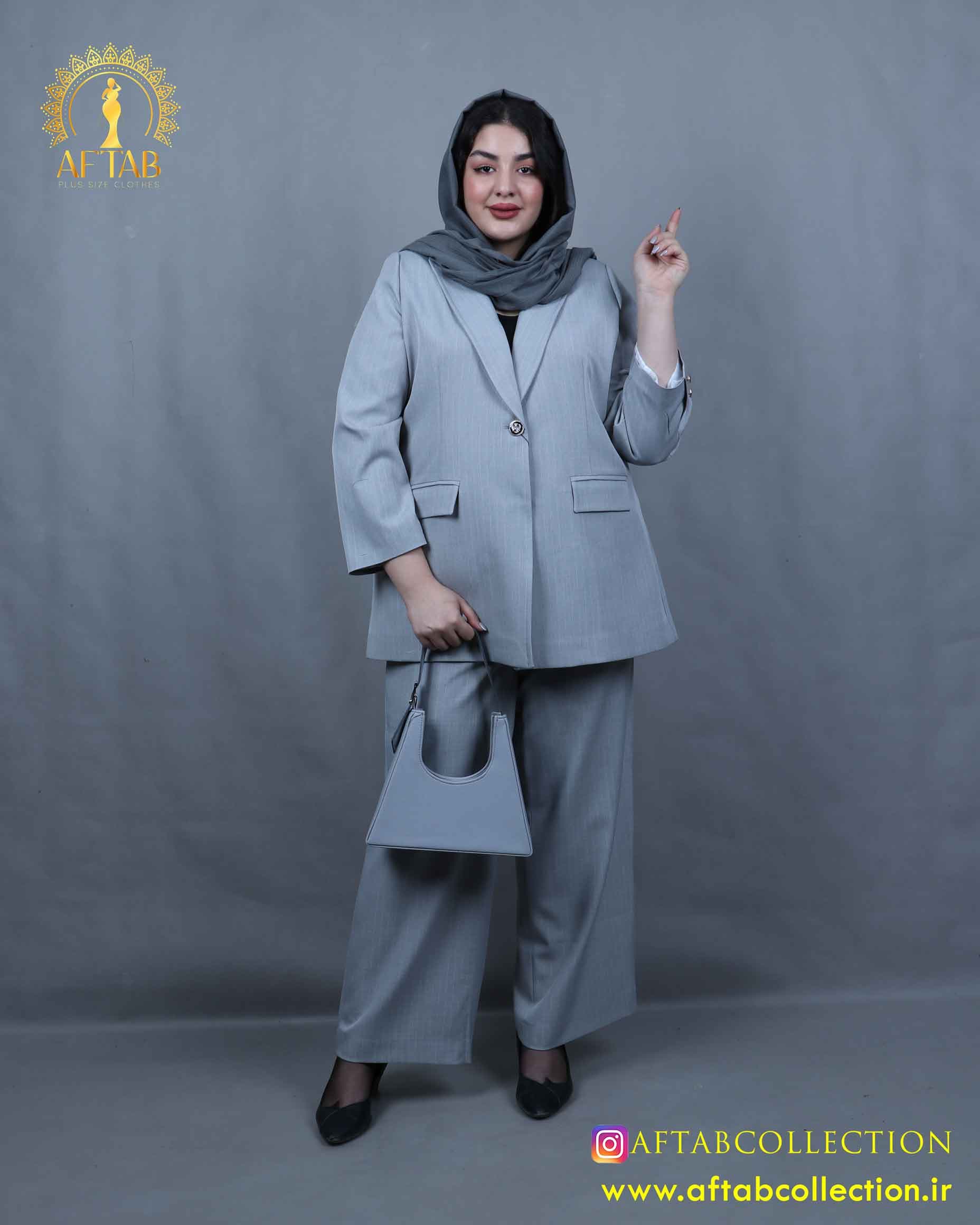 کت و شلوار دیپلمات تک دکمه سایزبزرگ 5484 — تصویر ۴