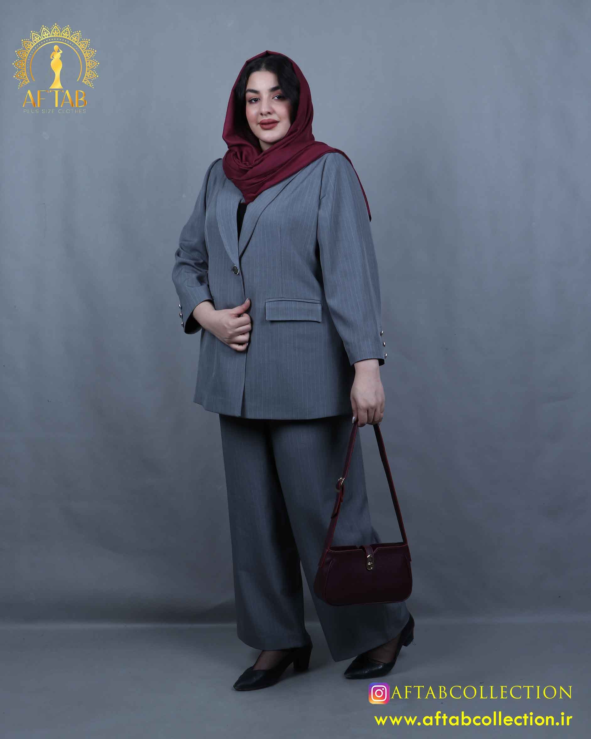 کت و شلوار دیپلمات تک دکمه سایزبزرگ 5484