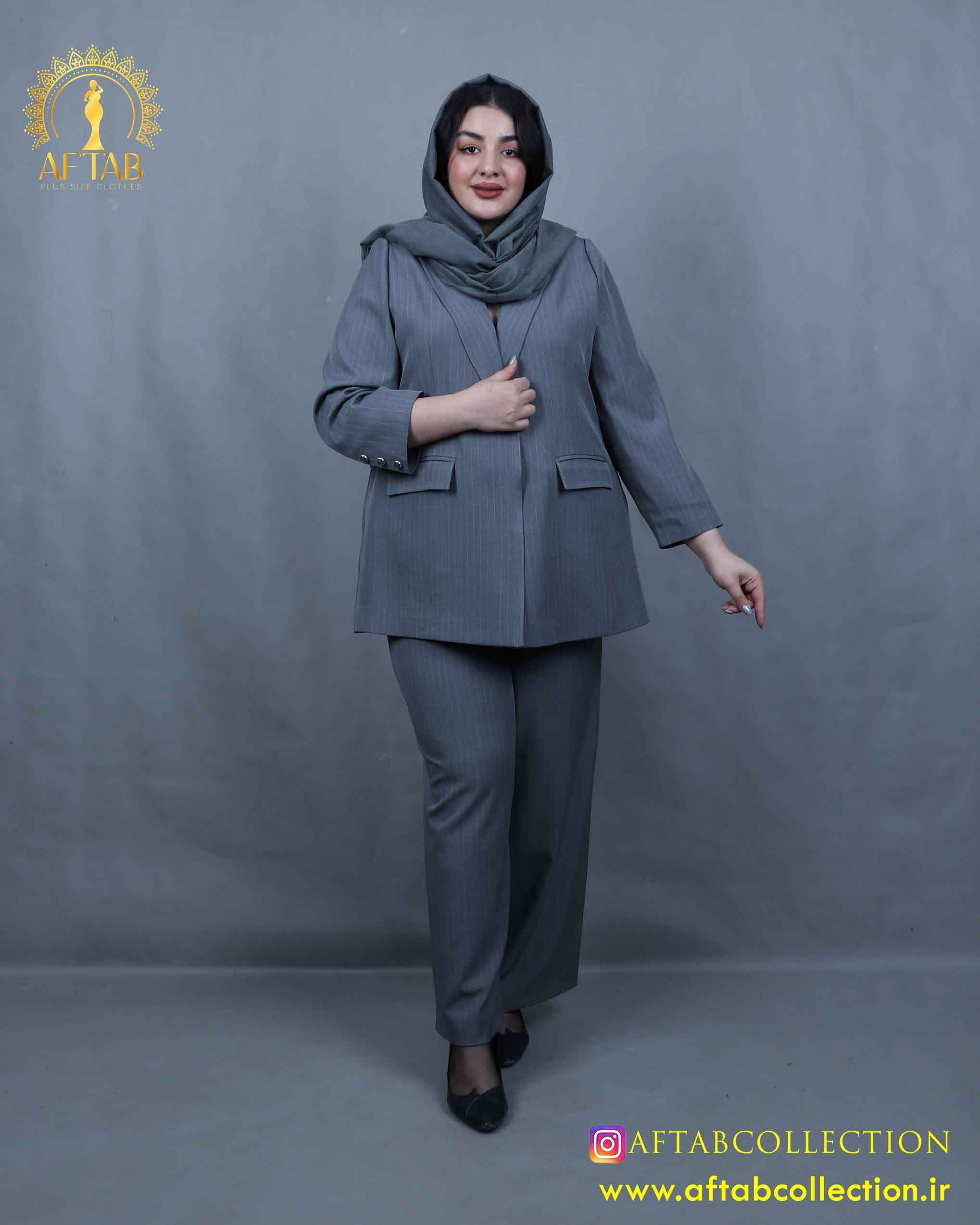 کت و شلوار دیپلمات تک دکمه سایزبزرگ 5484 — تصویر ۲