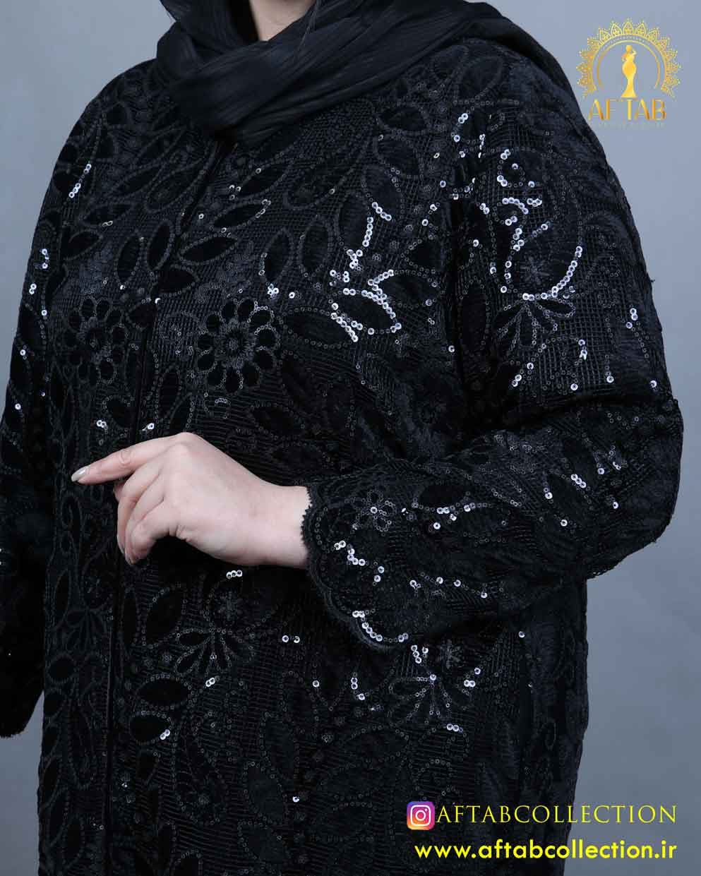 مانتو مجلسی تمام گیپور سایزبزرگ 5483 — تصویر ۸