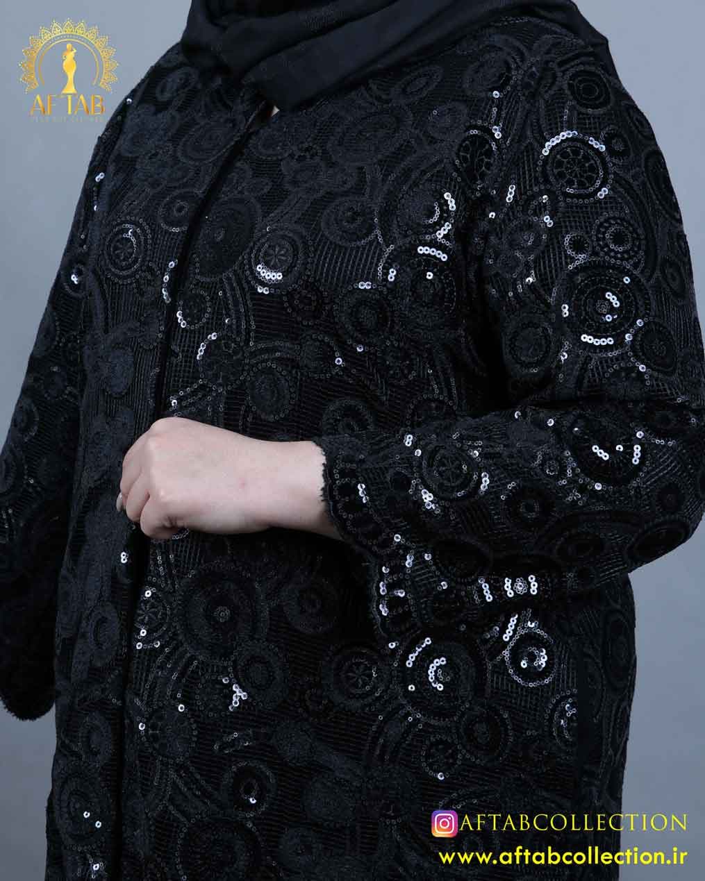 مانتو مجلسی تمام گیپور سایزبزرگ 5483 — تصویر ۷