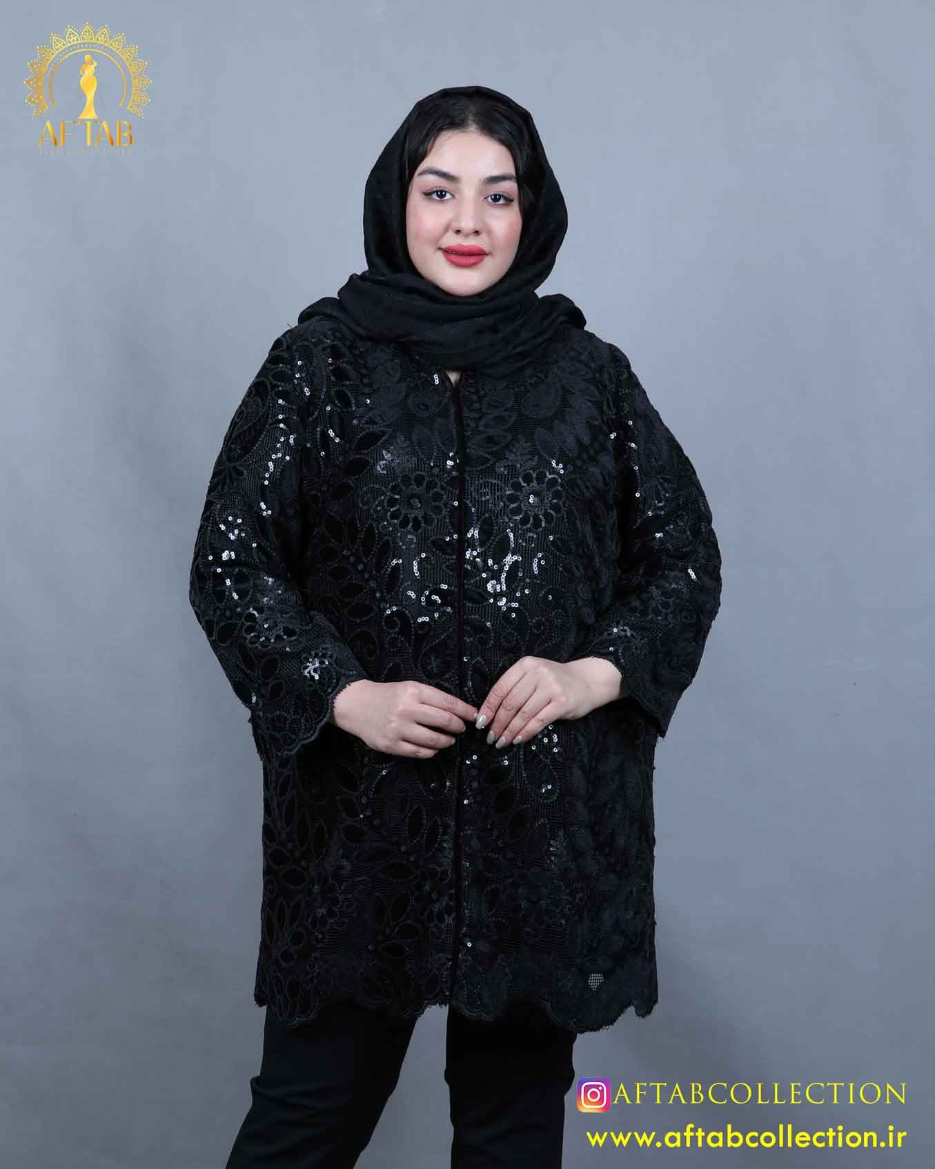 مانتو مجلسی تمام گیپور سایزبزرگ 5483 — تصویر ۲