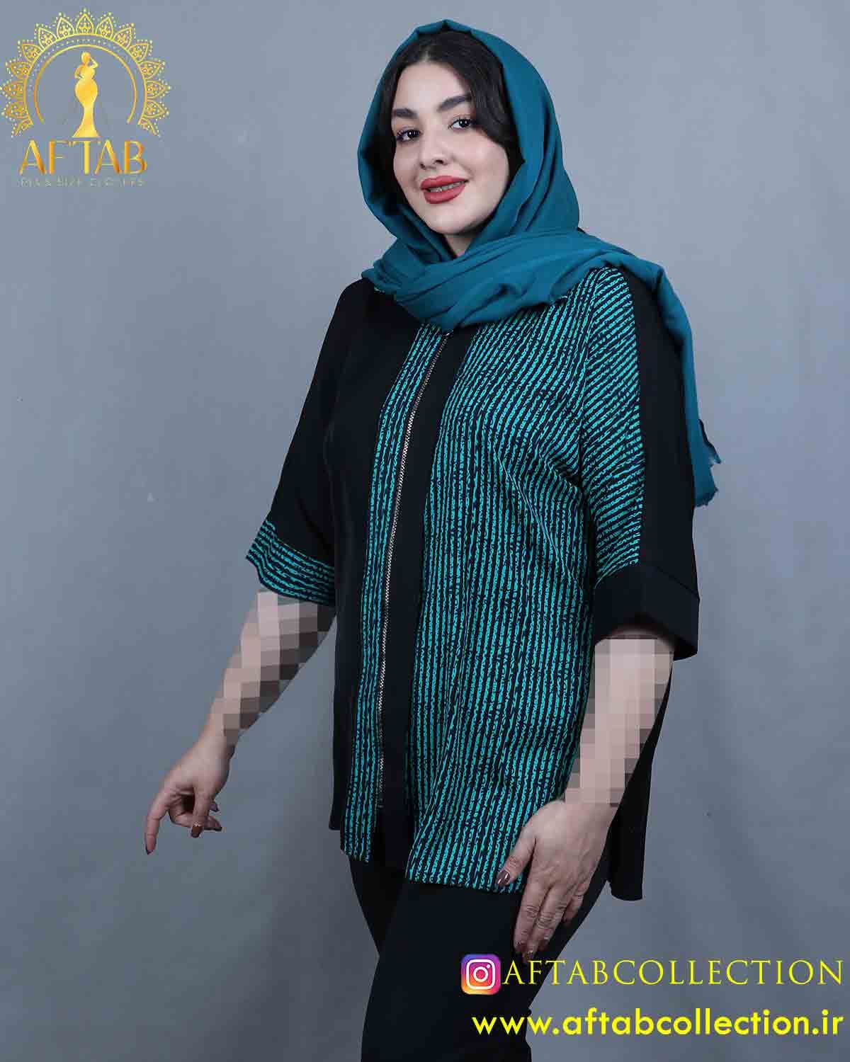شومیز جلو زیپ سایزبزرگ 4144 — تصویر ۳