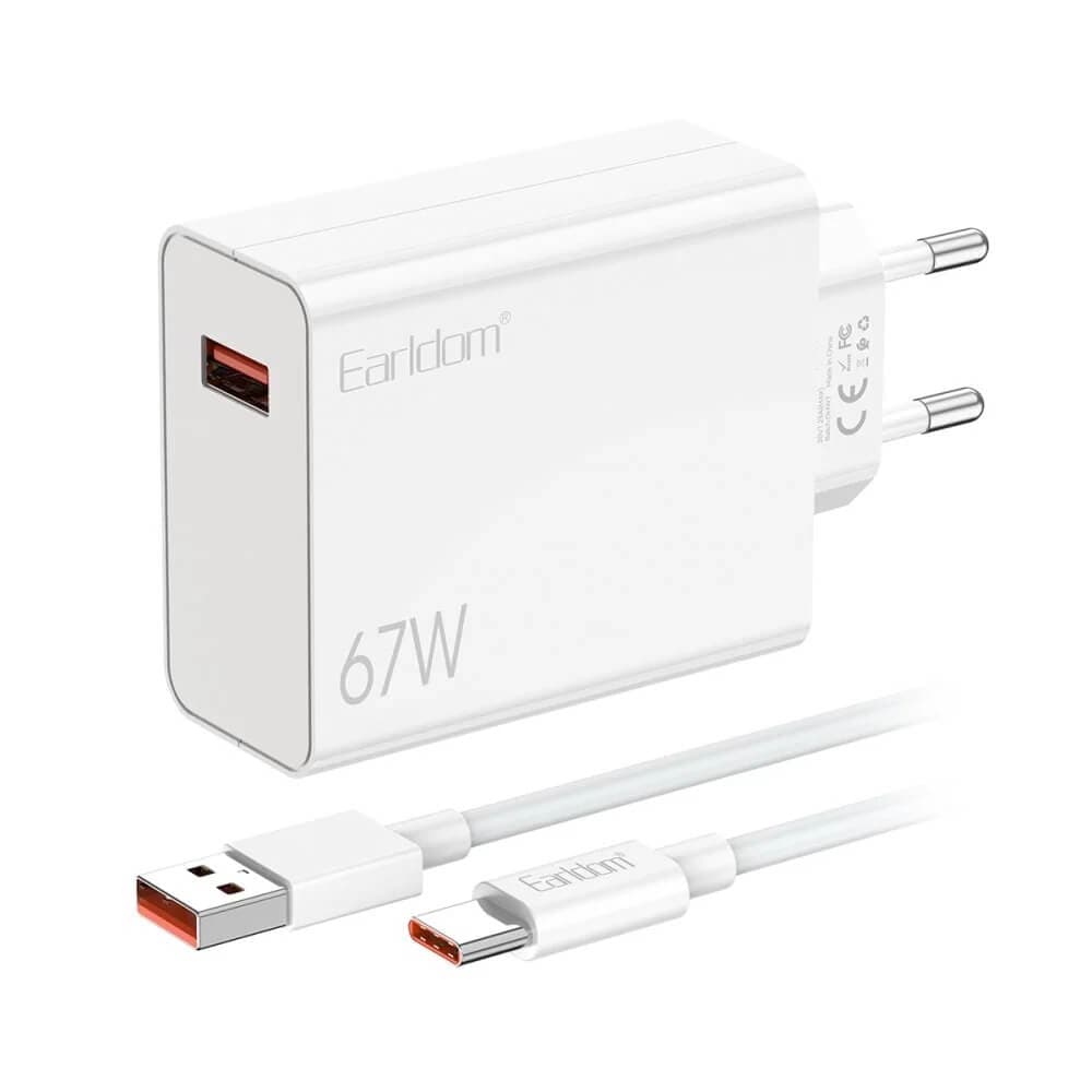 آداپتور شارژ و کابل شیائومی 67 وات EARLDOM ES-EU47 ( توربو شارژ و ثانیه شمار فعال ) — تصویر ۵