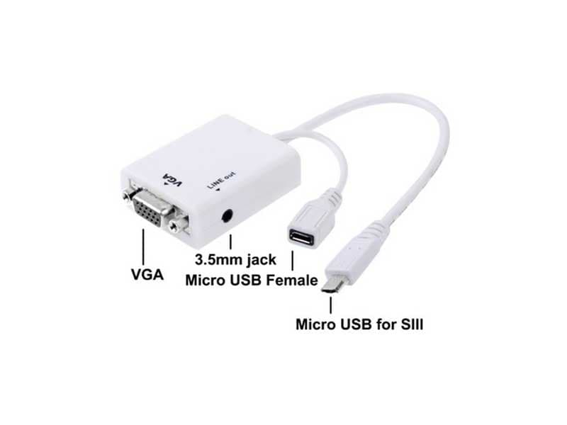 تبدیل میکرو USB به VGA با صدا-MHL with VGA+Audio output — تصویر ۲