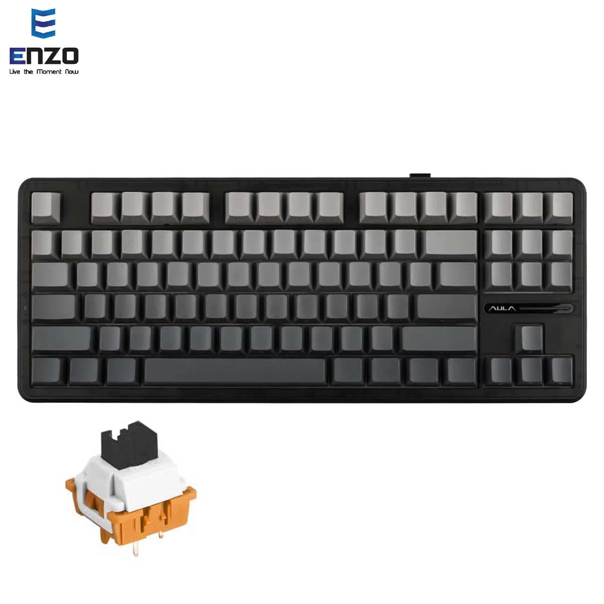 کیبورد گیمینگ مکانیکال AULA F87 Pro رنگ گرادیانت مشکی خاکستری سوییچ BLACK SPACE CRYSTAL