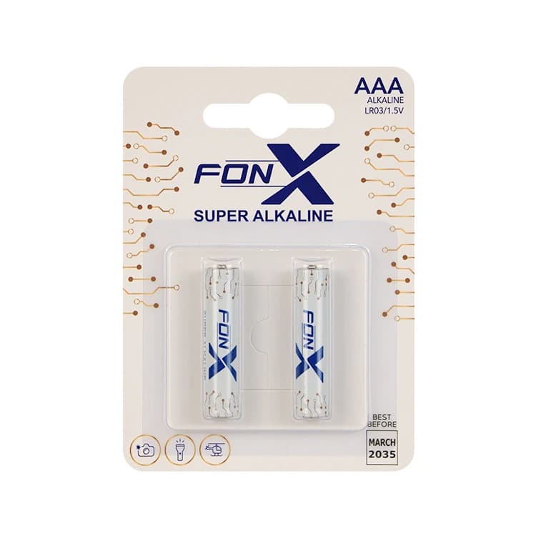 باتری نیم قلمی سوپر آلکالاین FONX کارتی 2 عددی