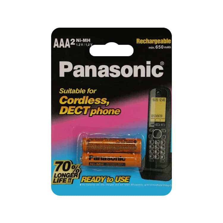 باتری نیم قلمی شارژي Panasonic 650 کارتی 2 عددی