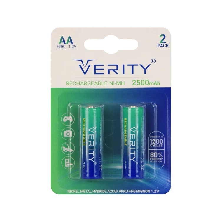 باتری قلمی شارژي VERITY 2500 کارتی 2 عددی