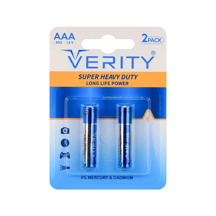باتری نیم قلمی VERITY مدل Super Heavy Duty کارتی 2 عددی