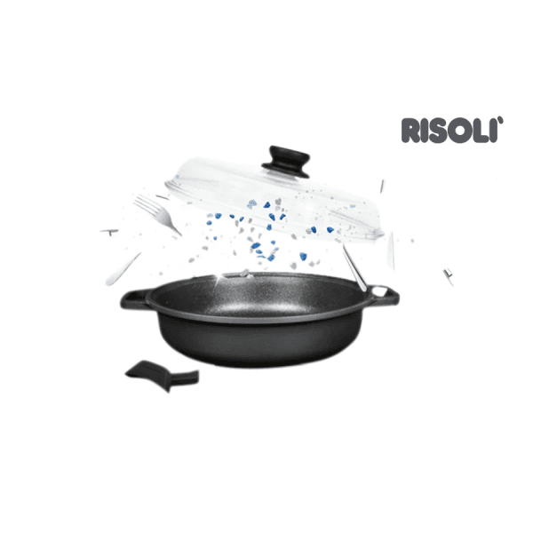 تابه دو دسته با درب ریزولی Risoli ایتالیا سایز 28 مدل بلک پلاس