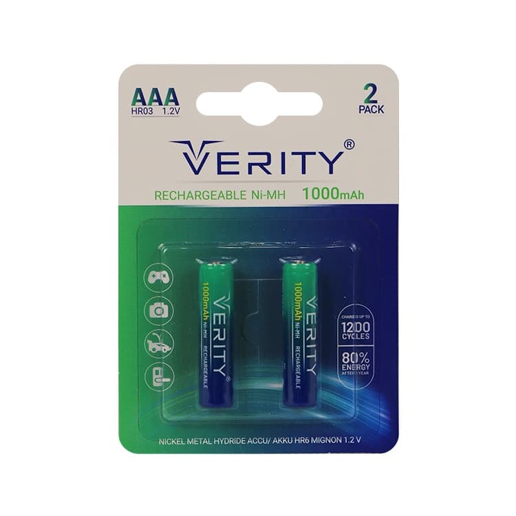 باتری نیم قلمی شارژي VERITY 1000 کارتی 2 عددی