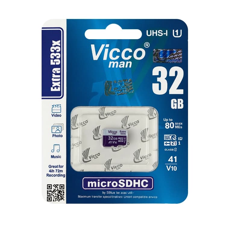 کارت حافظه microSDHC ویکومن مدل Extra 533X کلاس 10 استاندارد UHS-I U1 سرعت 80MBs ظرفیت 32 گیگ