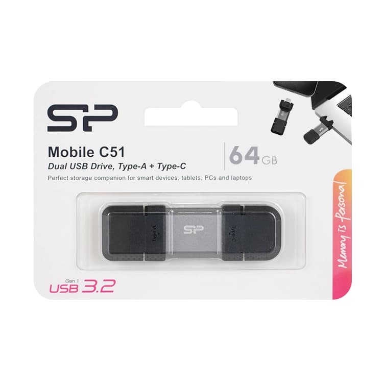 فلش 64 گیگ Silicon Power Mobile USB 3.2 OTG مدل C51