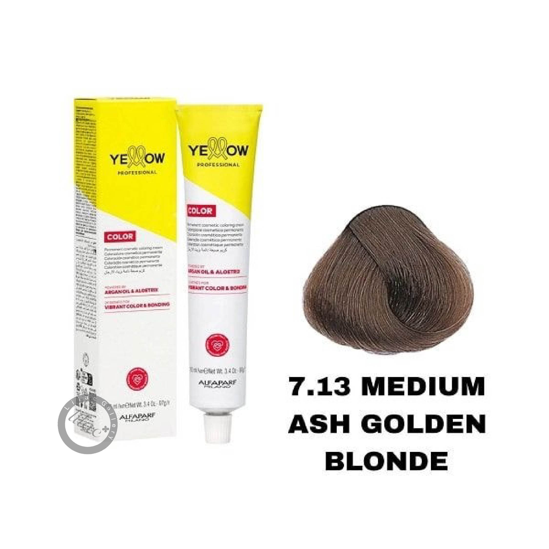آلفا پرف یلو ALFAPARF YELLOW PROFESSIONAL رنگ مو شماره 7.13(سری بژ) بلوند خاکستری طلایی متوسط 100 میل