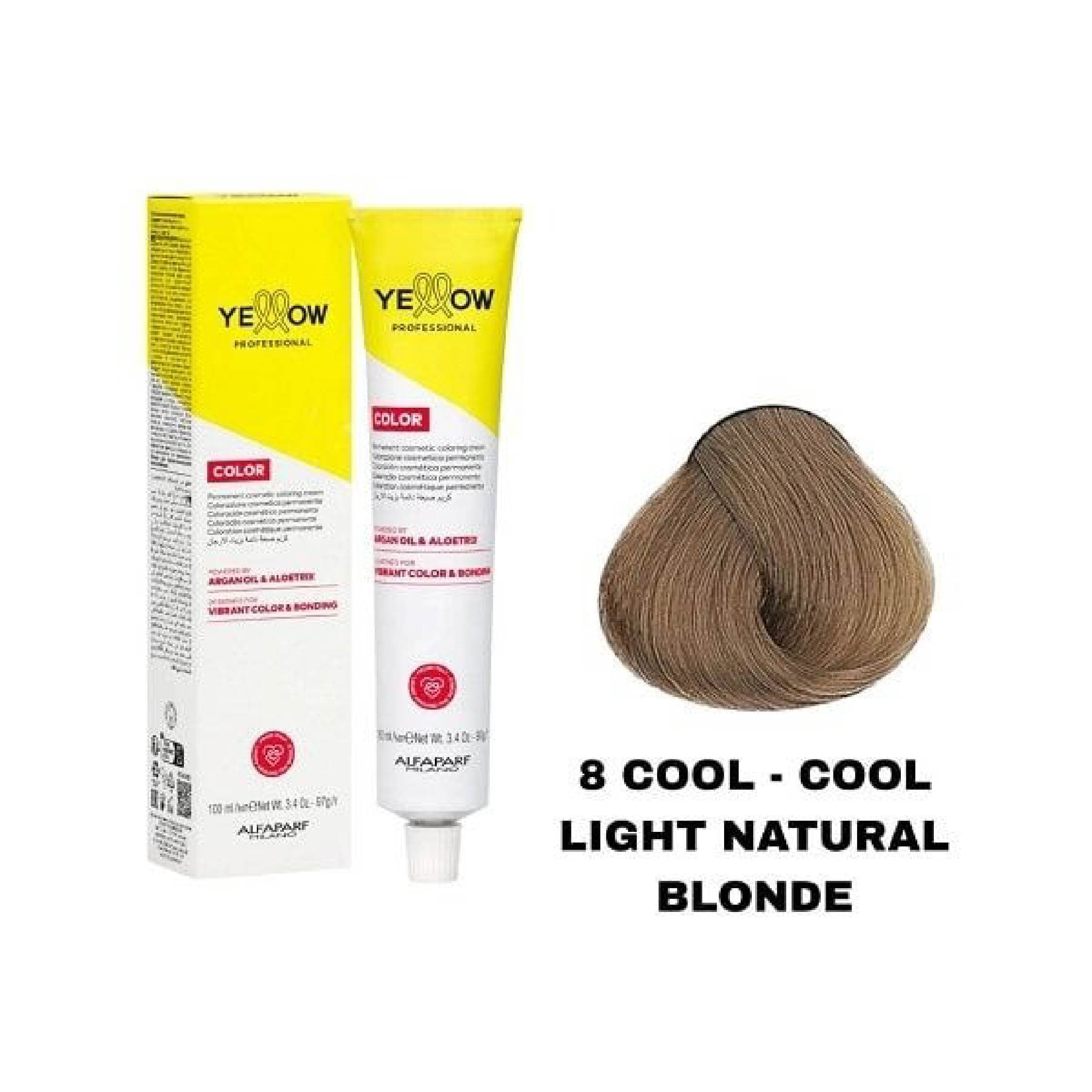 آلفا پرف یلو ALFAPARF YELLOW PROFESSIONAL رنگ مو شماره 8cool بلوند طبیعی روشن سرد 100 میل