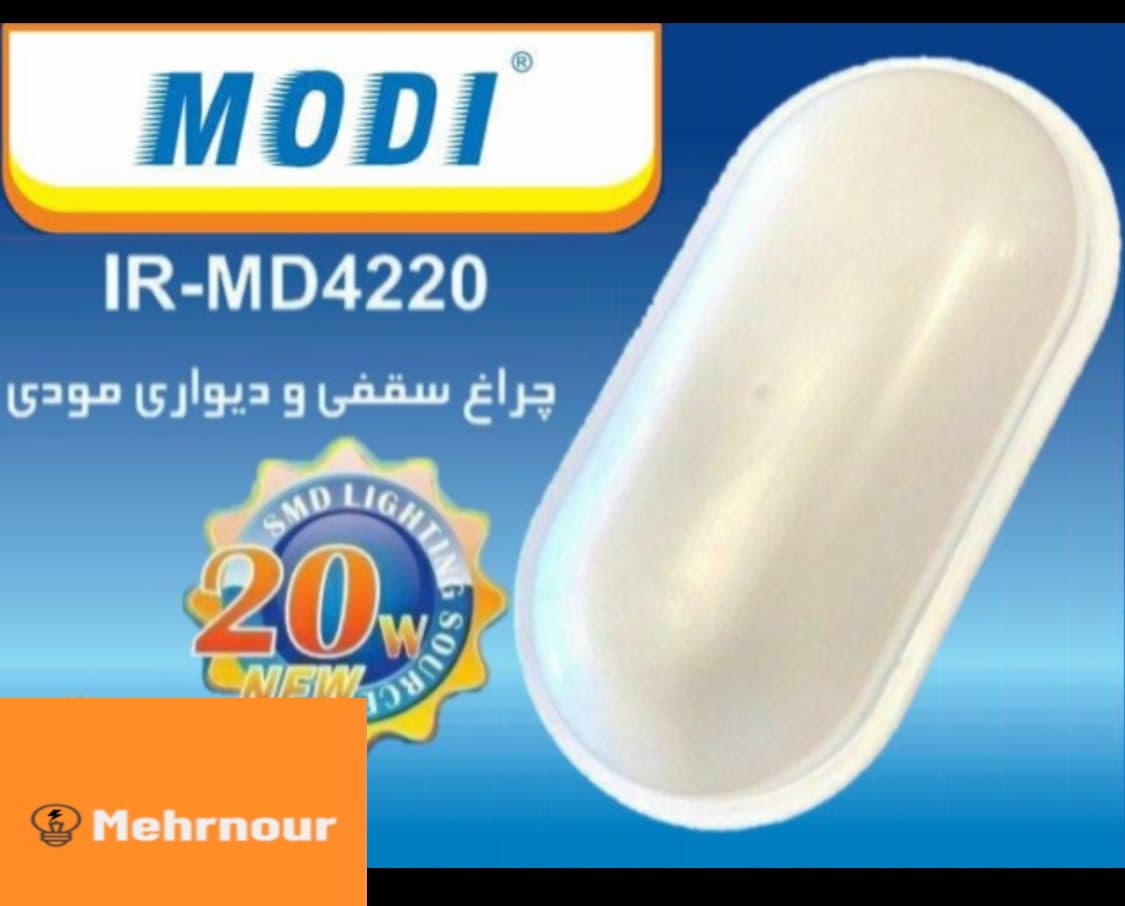 چراغ سقفی و دیواری ۲۰ وات بیضی مودی