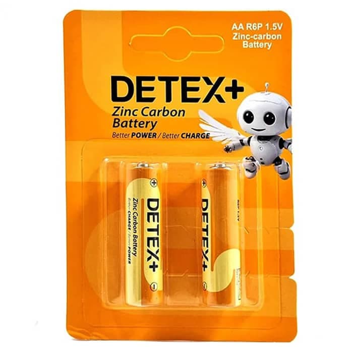 باتری قلمی دتکس پلاس Zinc Carbon R6P بسته دو عددی +DETEX