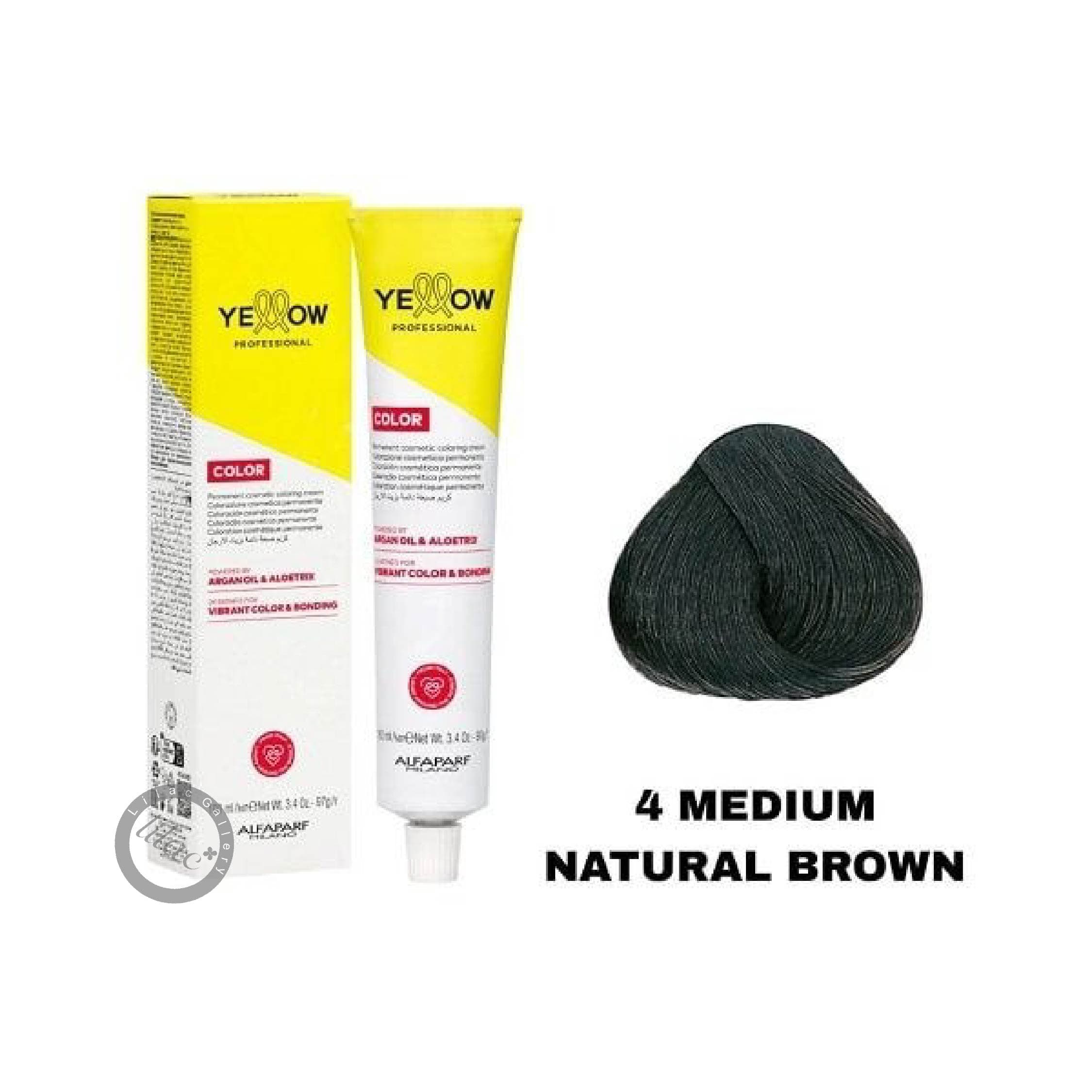 آلفا پرف یلو ALFAPARF YELLOW PROFESSIONAL رنگ مو شماره 4 قهوه ای طبیعی متوسط 100 میل