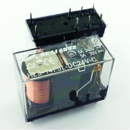 رله 24 ولت شیشه ای 8 پایه 5 آمپر HLS-14F3L-DC24V-C