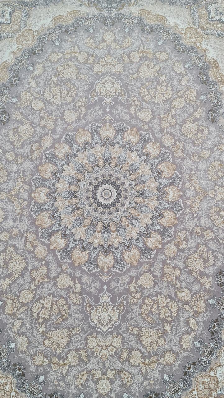فرش ۱۲۰۰ شانه برجسته نقشه نازگل زمینه نقره ای — تصویر ۳