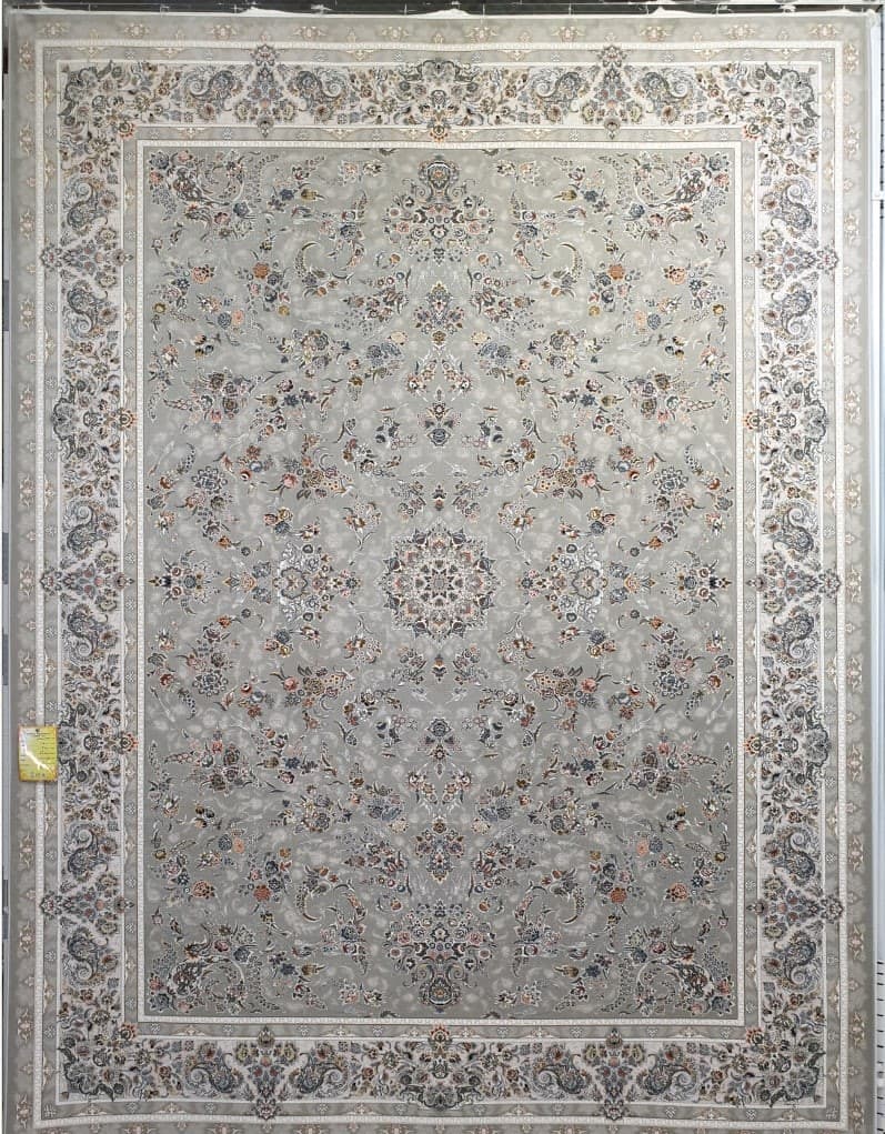 فرش ۱۵۰۰ شانه برجسته نقشه محیا زمینه نقره ای