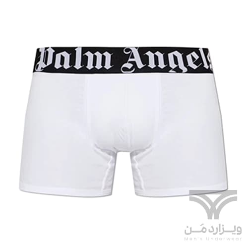 شورت مردانه باکسر بریف اورجینال وارداتی برند Palm Angels سفید کش مشکی 5 سانتی