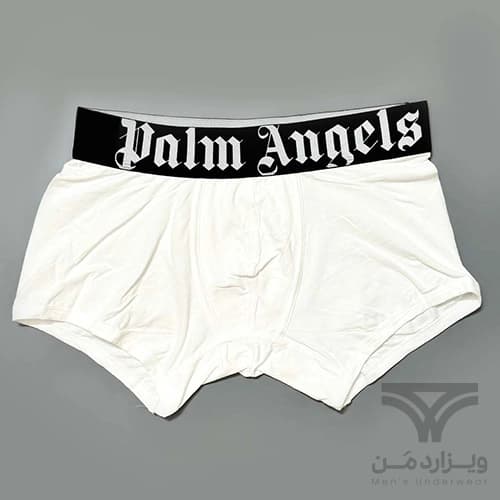 شورت مردانه باکسر بریف اورجینال وارداتی برند Palm Angels سفید کش مشکی 5 سانتی — تصویر ۳