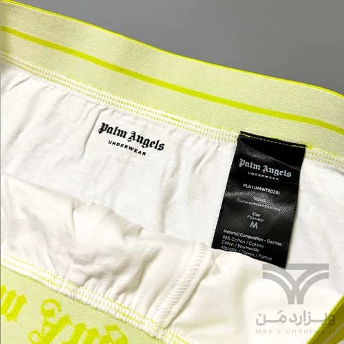 شورت مردانه باکسر بریف اورجینال وارداتی برند Palm Angels سفید کش سبز فسفری 4 سانتی — تصویر ۴