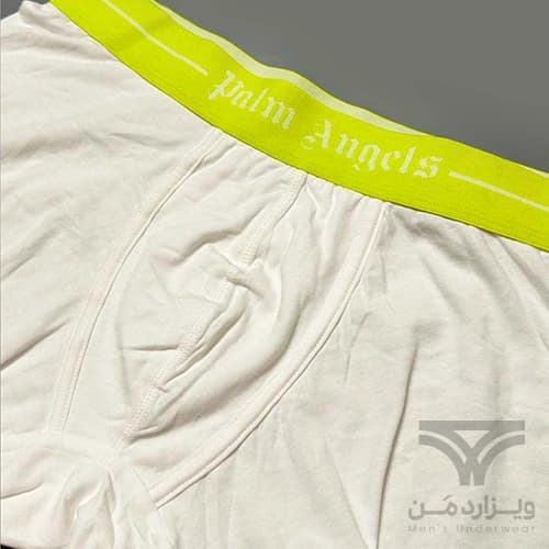 شورت مردانه باکسر بریف اورجینال وارداتی برند Palm Angels سفید کش سبز فسفری 4 سانتی — تصویر ۳