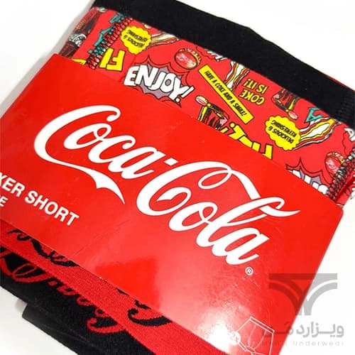 پک 2 تایی شورت مردانه باکسر بریف Coca Cola کوکا کولا آلمان اورجینال وارداتی طرح نوشابه قرمز مشکی — تصویر ۳