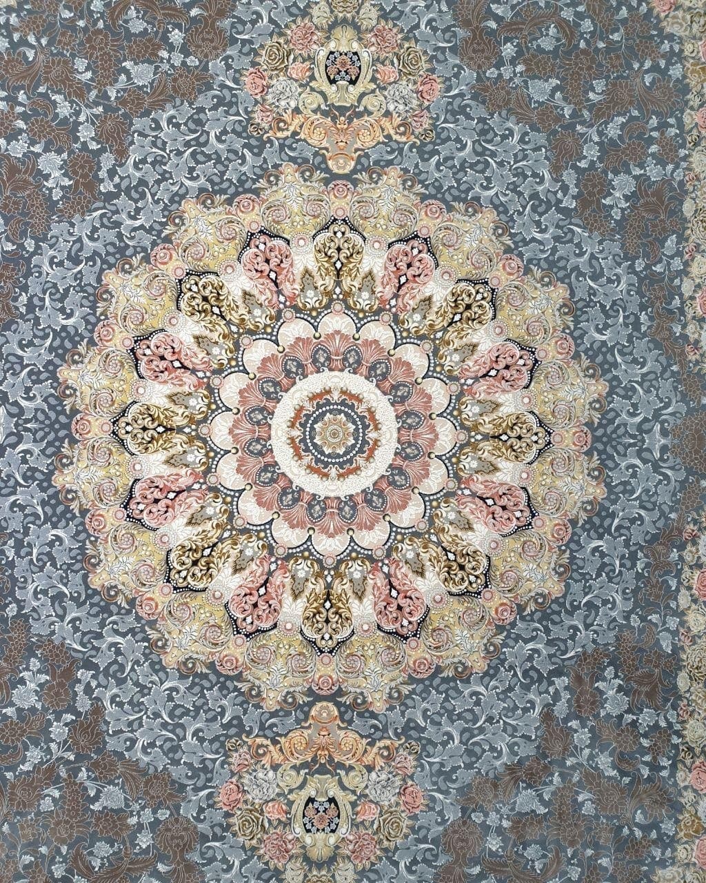 فرش ۱۵۰۰ شانه برجسته نقشه گیشا زمینه آبی — تصویر ۲