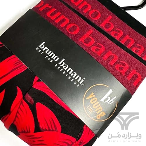 پک 2 تایی شورت مردانه باکسر بریف Bruno Banani آلمان اورجینال وارداتی طرح برگ قرمز زرشکی — تصویر ۳
