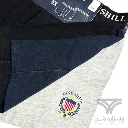 پک 3 تایی شورت مردانه باکسر بریف اورجینال وارداتی King Shill مشکی طوسی سرمه ای — تصویر ۴