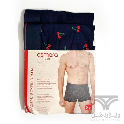 پک 2 تایی شورت مردانه پادار اورجینال Esmara Men (Livergy) آلمان وارداتی سرمه ای طرح گیلاس