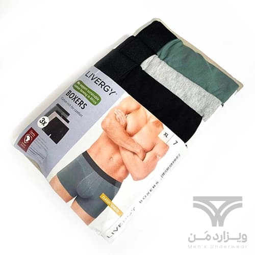 پک 3 تایی شورت مردانه پادار اورجینال لیورجی Livergy آلمان وارداتی مشکی طوسی سبز — تصویر ۲