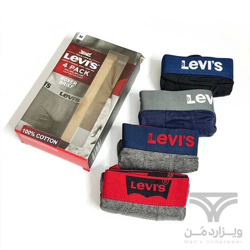 پک 4 تایی شورت مردانه باکسر بریف میکروفایبر اورجینال وارداتی برند لیوایز Levi’s آمریکا کش 4 سانتی رنگبندی رندوم — تصویر ۳