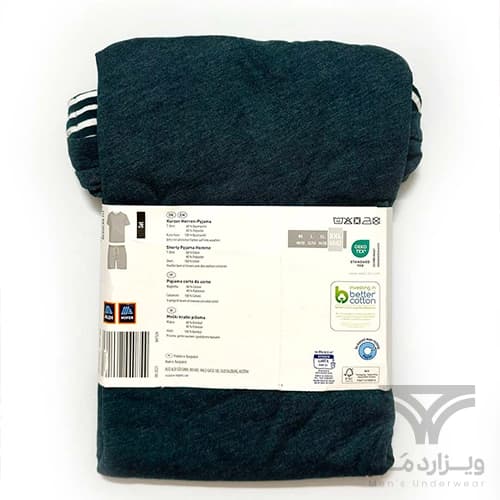 ست مردانه راحتی اورجینال وارداتی برند آلدی Aldi آلمان UP2 آبی چهارخونه سفید | تیشرت دکمه دار + شلوارک — تصویر ۸