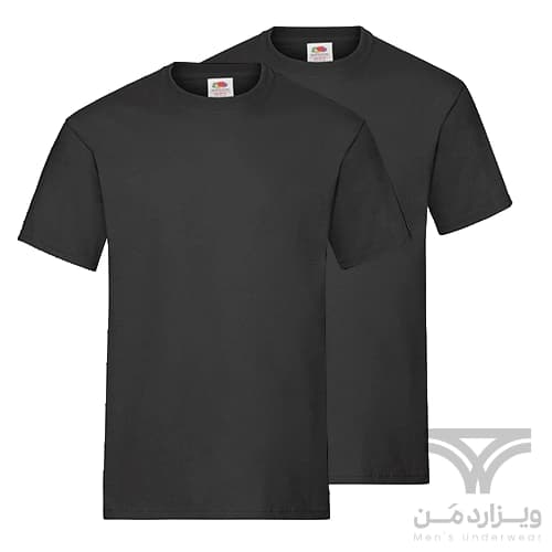 پک 2 تایی تیشرت مردانه اورجینال وارداتی Fruit of the Loom یقه گرد مشکی Crew Neck — تصویر ۲
