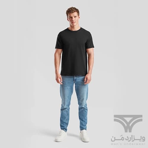 پک 2 تایی تیشرت مردانه اورجینال وارداتی Fruit of the Loom یقه گرد مشکی Crew Neck — تصویر ۵