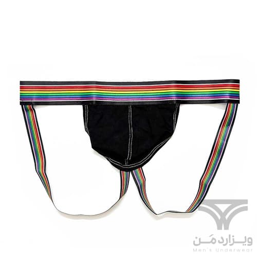 شورت مردانه فانتزی جاک استرپ Jockstrap اورجینال وارداتی برند Tommy dooyao بکلس رنگین کمانی — تصویر ۴
