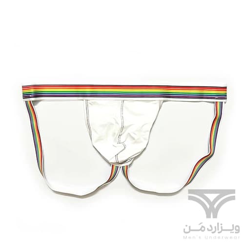 شورت مردانه فانتزی جاک استرپ Jockstrap اورجینال وارداتی برند Tommy dooyao بکلس رنگین کمانی — تصویر ۳