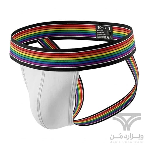 شورت مردانه فانتزی جاک استرپ Jockstrap اورجینال وارداتی برند Tommy dooyao بکلس رنگین کمانی — تصویر ۲
