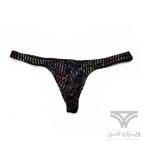 شورت مردانه فانتزی لامبادا Bikini اورجینال وارداتی برند Tommy dooyao بکلس دیسکویی رنگین کمانی — تصویر ۳