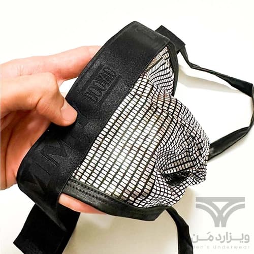 شورت مردانه فانتزی جاک استرپ Jockstrap اورجینال وارداتی برند Tommy dooyao بکلس دیسکویی سیلور — تصویر ۳