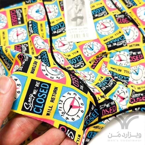 شورت مردانه لیزری یخی پادار کوتاه برند Jiandaier اورجینال وارداتی طرح ساعت — تصویر ۴