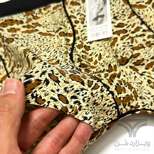 شورت مردانه لیزری یخی پادار کوتاه برند Jiandaier اورجینال وارداتی طرح پلنگی — تصویر ۴