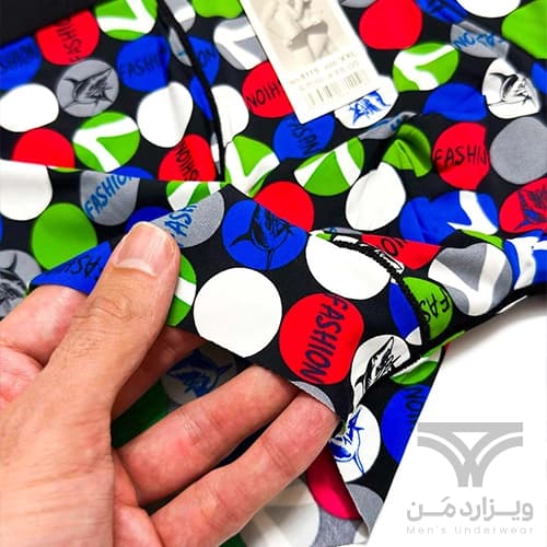 شورت مردانه لیزری یخی پادار کوتاه برند Jiandaier اورجینال وارداتی طرح دایره های رنگی — تصویر ۴